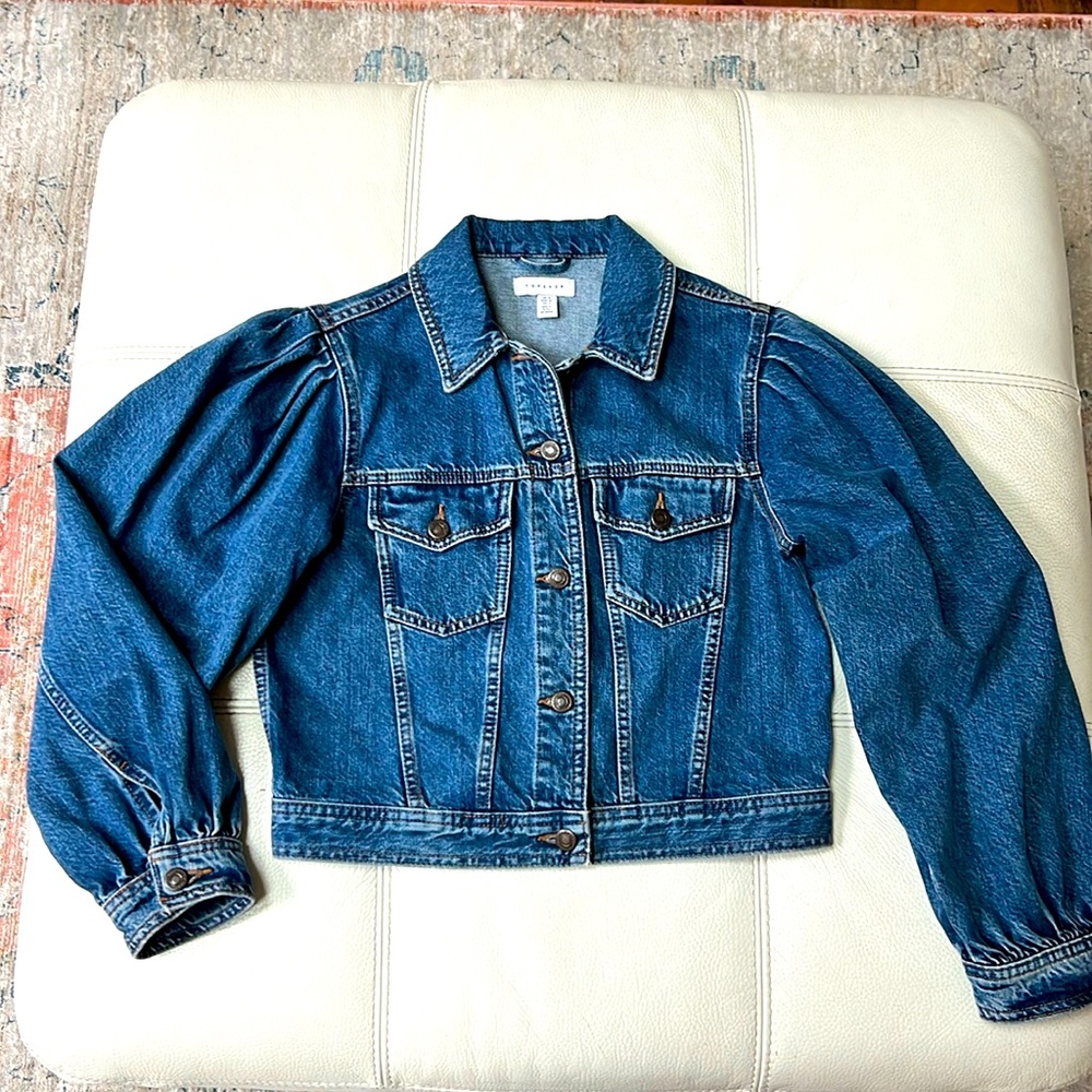 TopShop Balloon Sleeve Denim Jean Jacket US 4